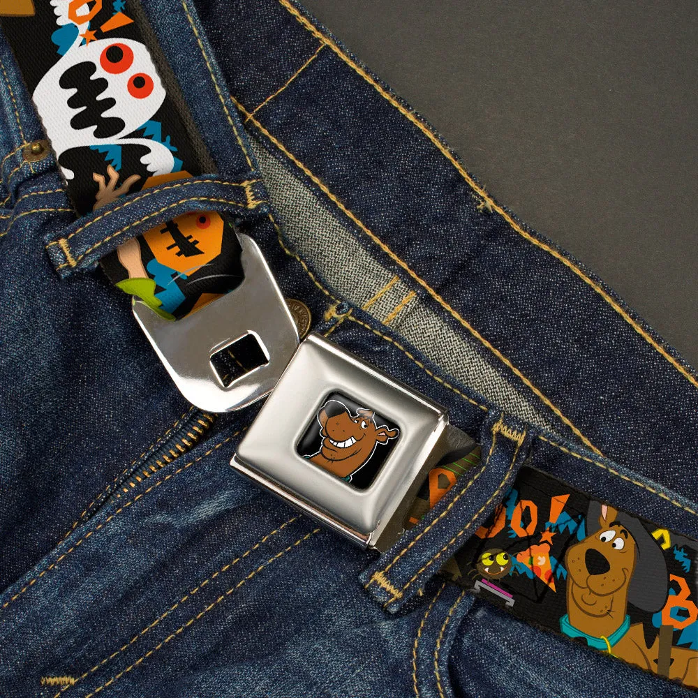 Scooby Doo Face Full Color Black Seatbelt Belt - Scooby Doo Halloween2/Ghosts BOO! Webbing