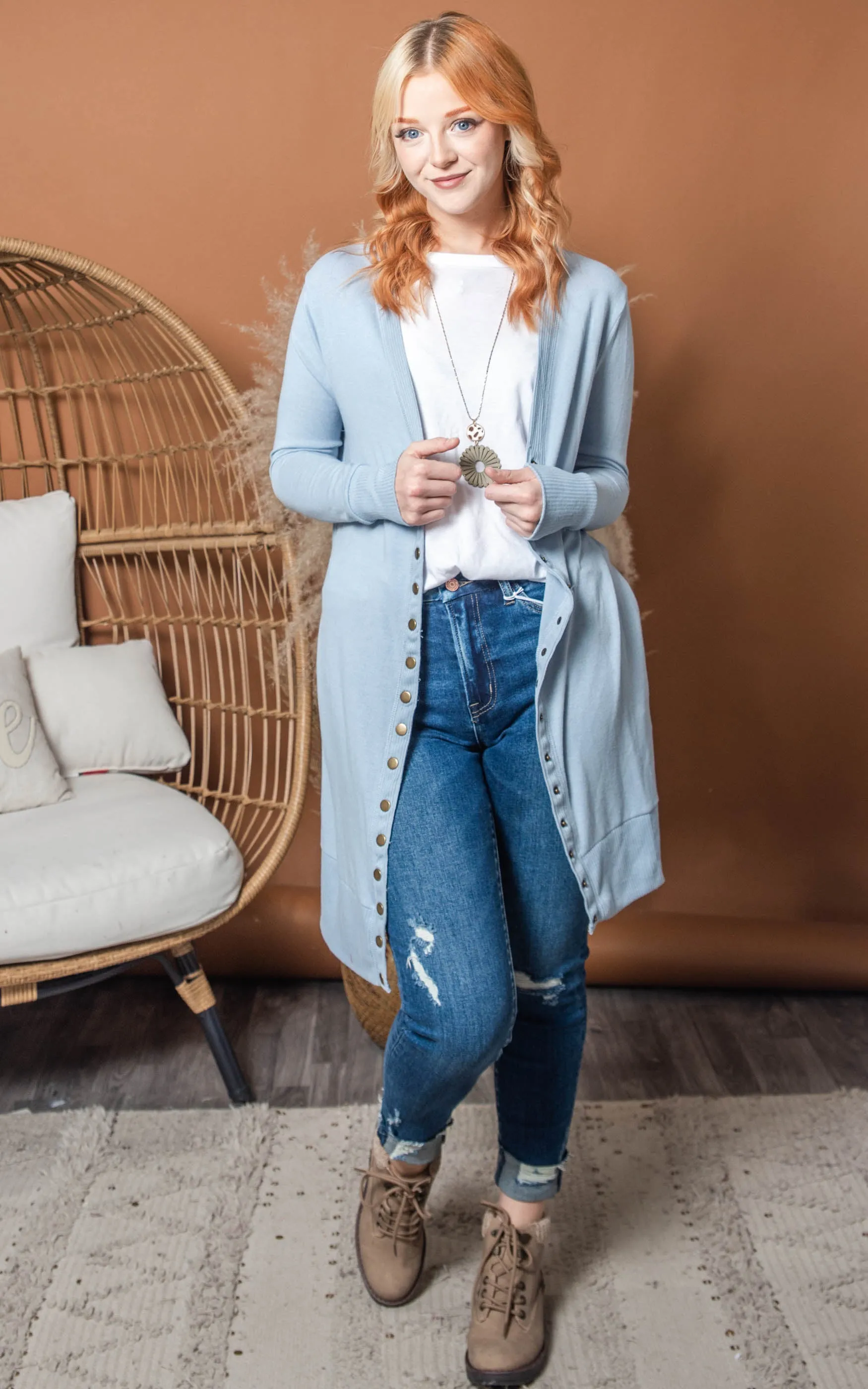 Simply Obsessed Long Snap Button Down Cardigan - Final Sale