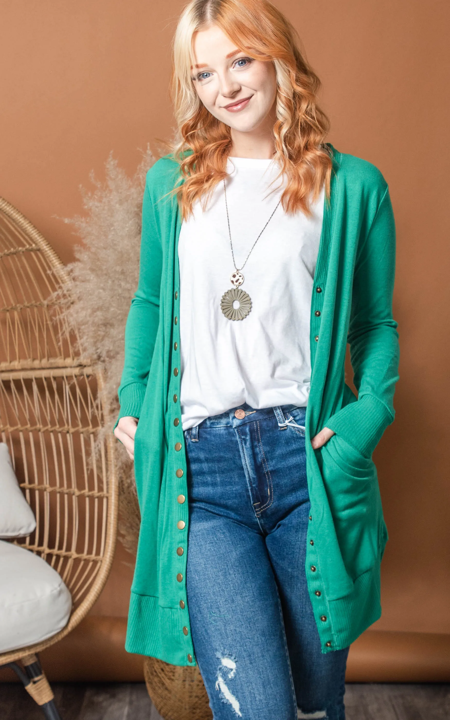 Simply Obsessed Long Snap Button Down Cardigan - Final Sale