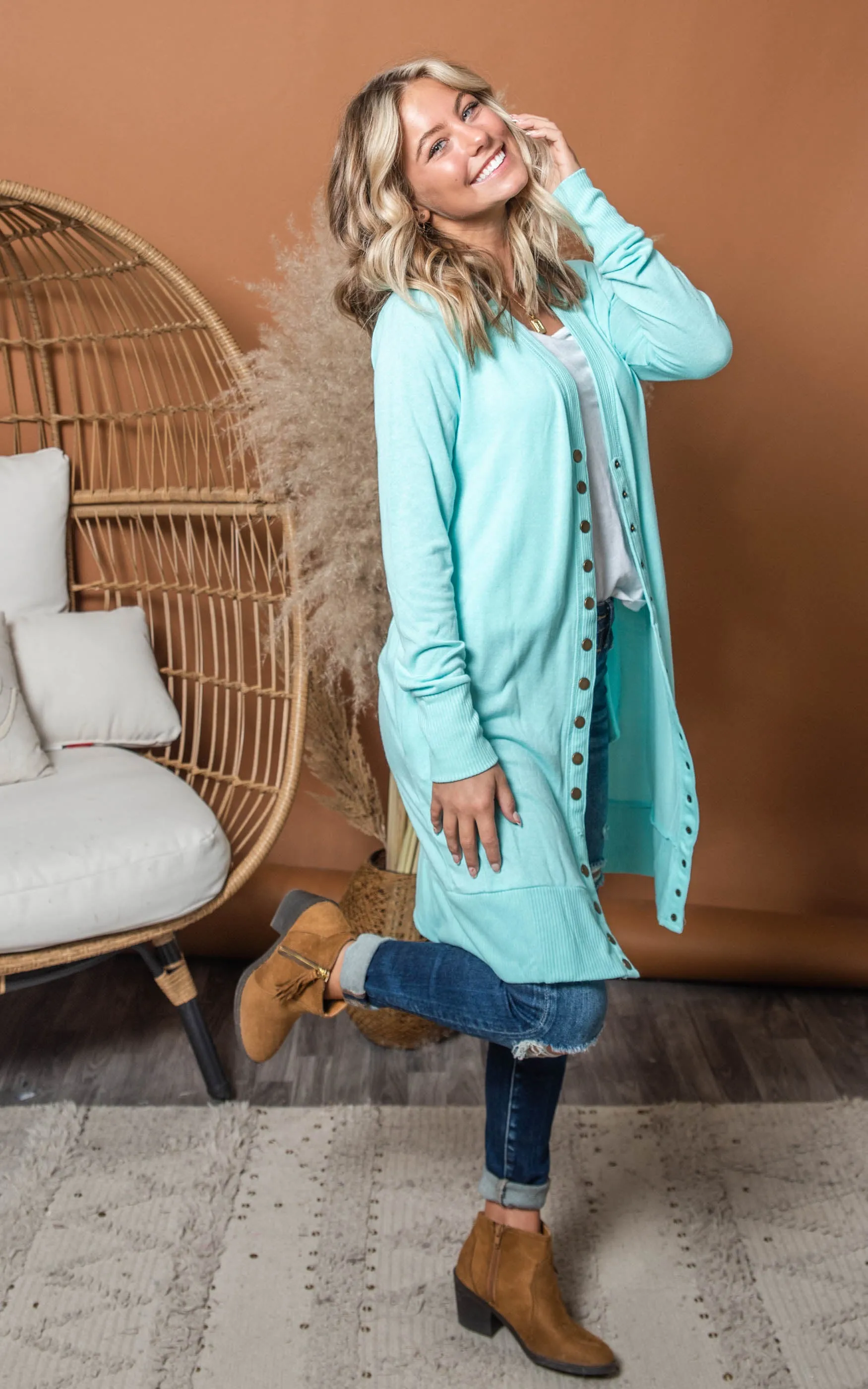 Simply Obsessed Long Snap Button Down Cardigan - Final Sale