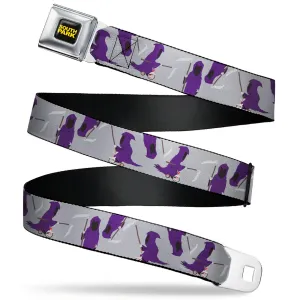 SOUTH PARK Title Logo Full Color Black/Yellow Seatbelt Belt - South Park Death Poses Scattered Gray Webbing