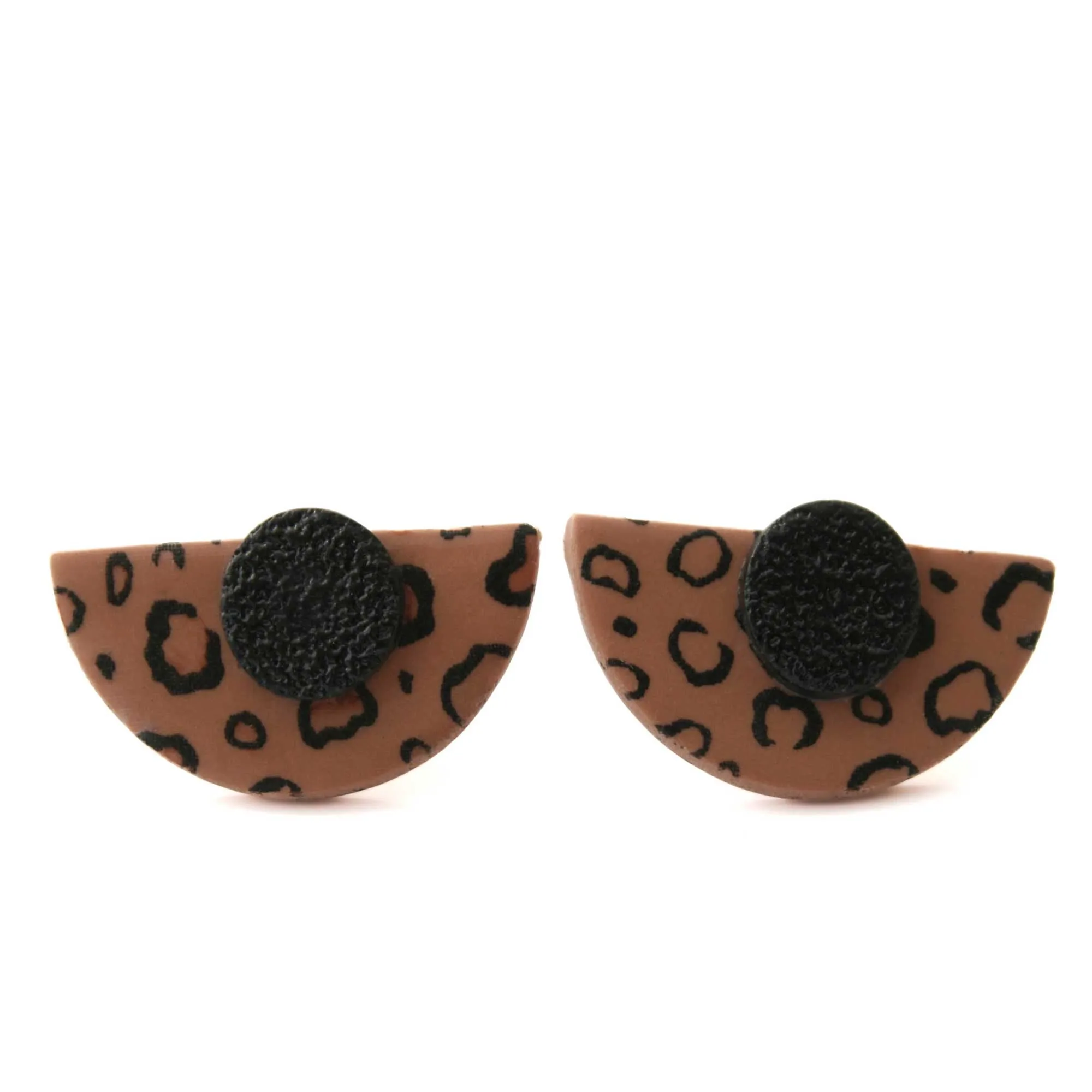 Statement Stud Earrings in Leopard Print | Art Deco Style