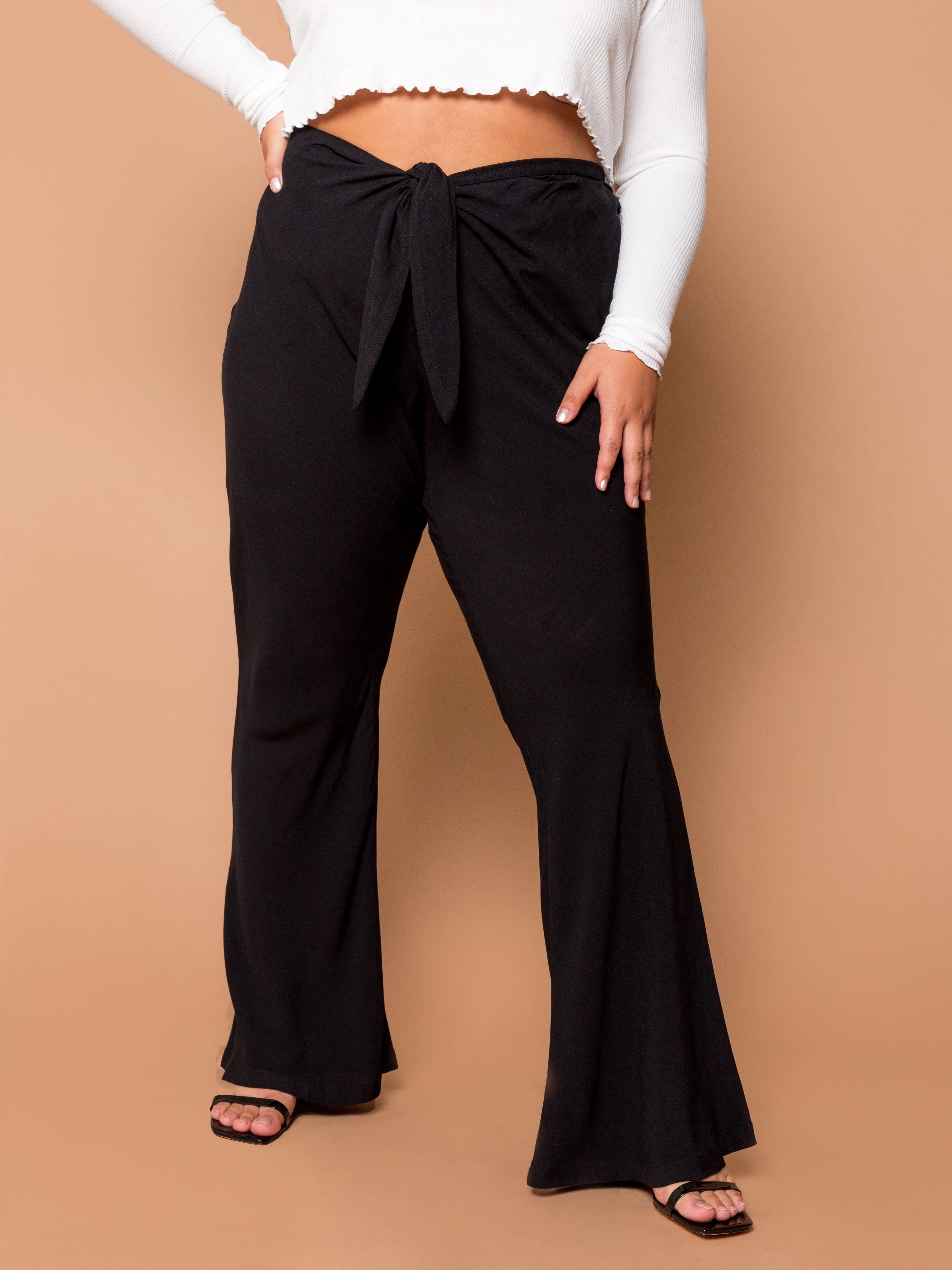 THE TIED SLIM FLARE PANT ~ Black