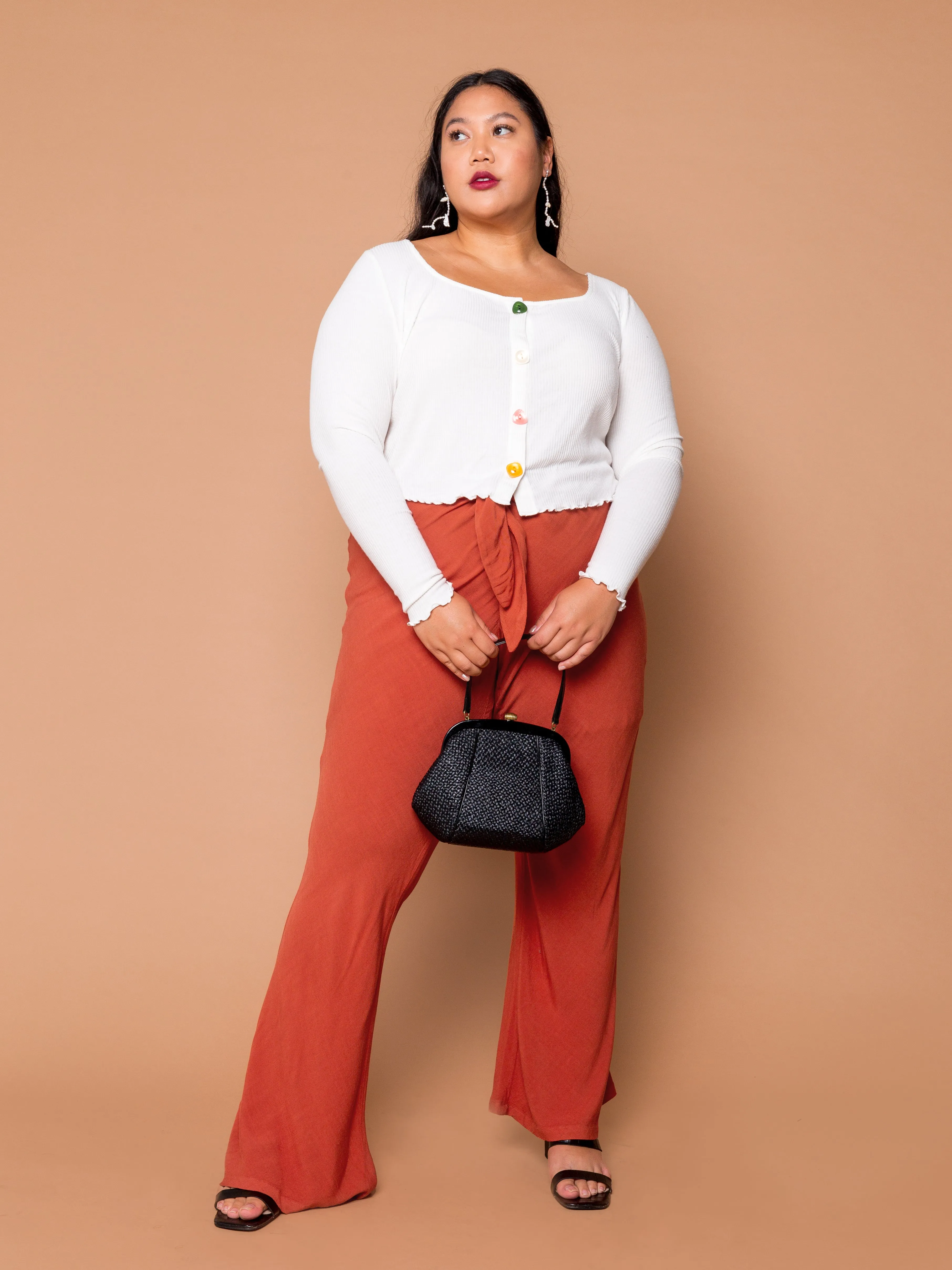 THE TIED SLIM FLARE PANT ~ Henna