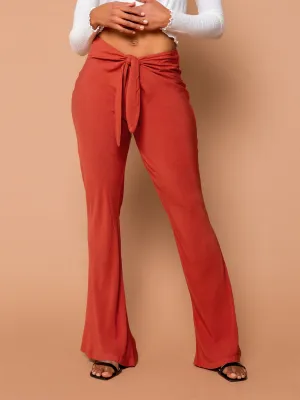 THE TIED SLIM FLARE PANT ~ Henna