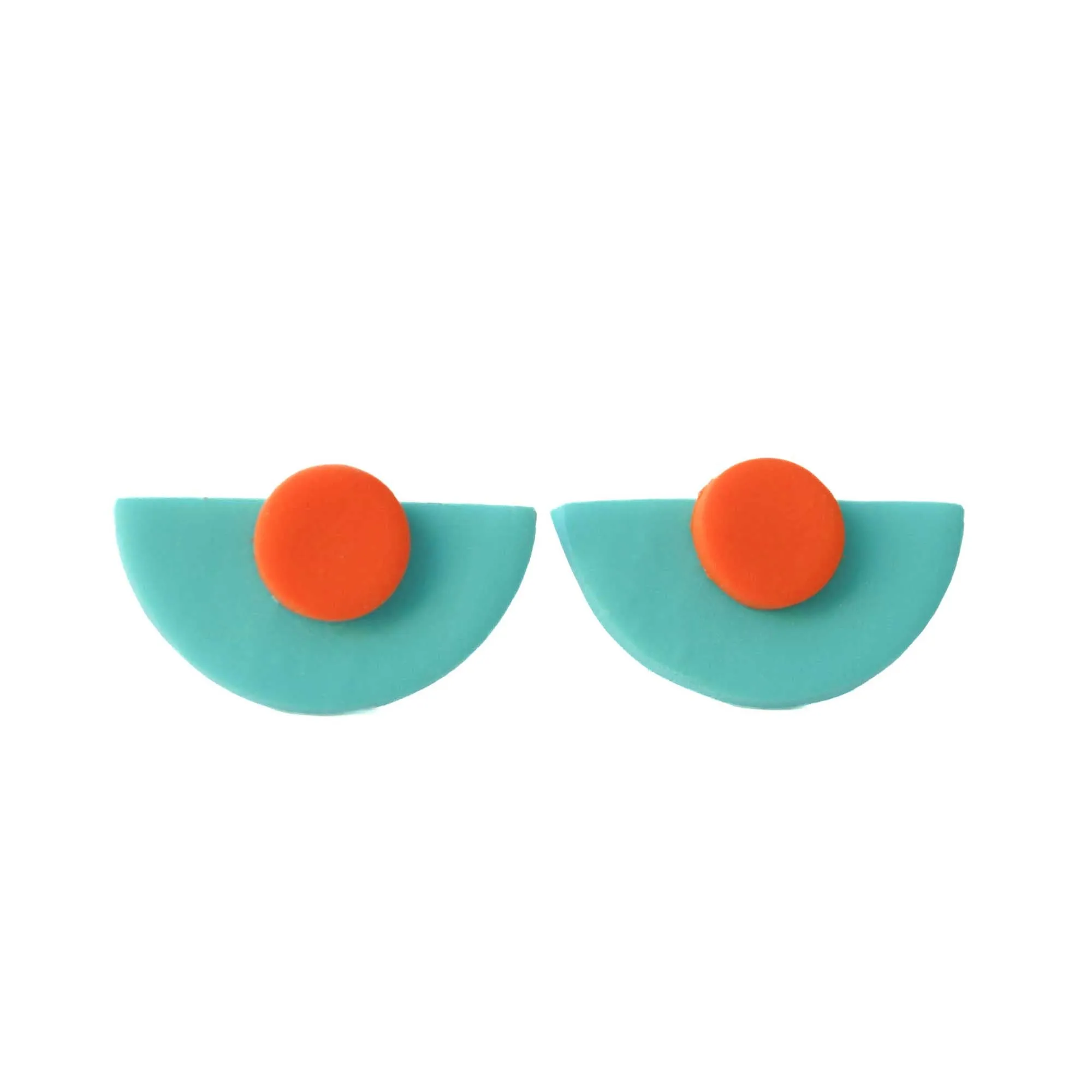 Turquoise Blue Statement Stud Earrings in Art Deco Style