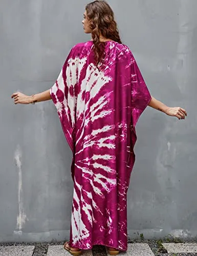 V-Neck Ethnic Print Long Beach Kaftan for Women