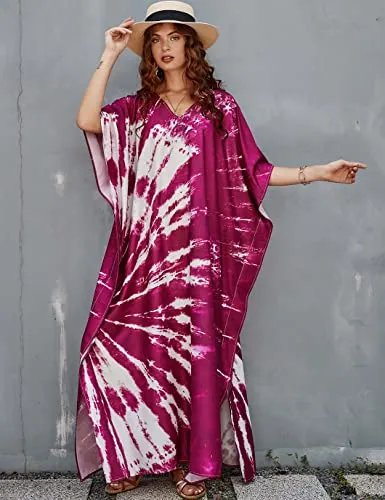 V-Neck Ethnic Print Long Beach Kaftan for Women
