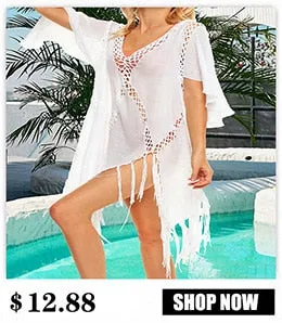 VenusFox Beach Dress 2021 New Kimonos Beachwear Hand-Woven Solid Color Women Swimwear For Bikini Cover Up