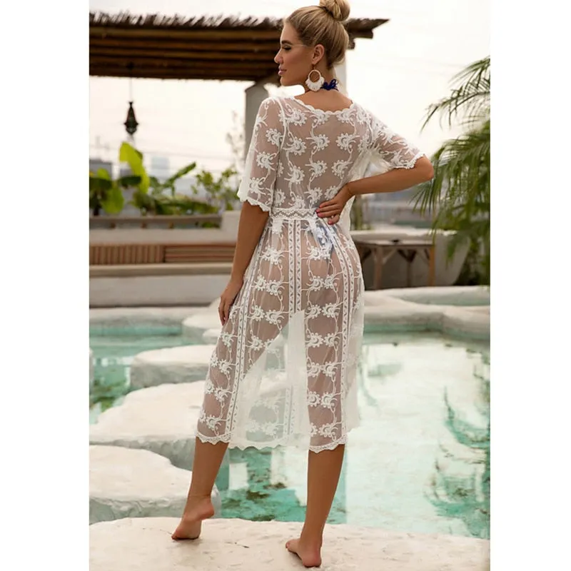 VenusFox Beach Dress 2021 New Kimonos Beachwear Hand-Woven Solid Color Women Swimwear For Bikini Cover Up