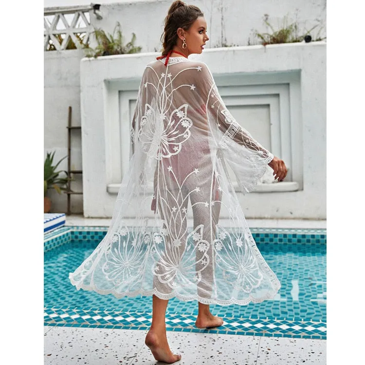 VenusFox Beach Dress 2021 New Kimonos Beachwear Hand-Woven Solid Color Women Swimwear For Bikini Cover Up