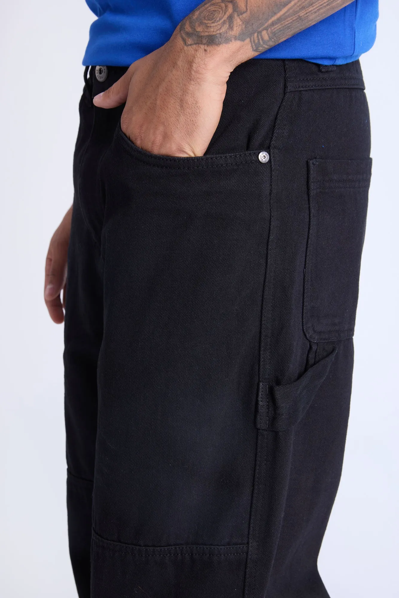West49 Mens Black Carpenter Jeans