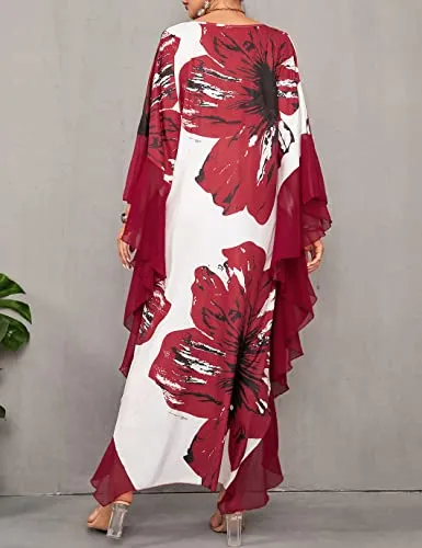 Women's Chiffon Print Caftan Beach Cover-Up, Plus Size