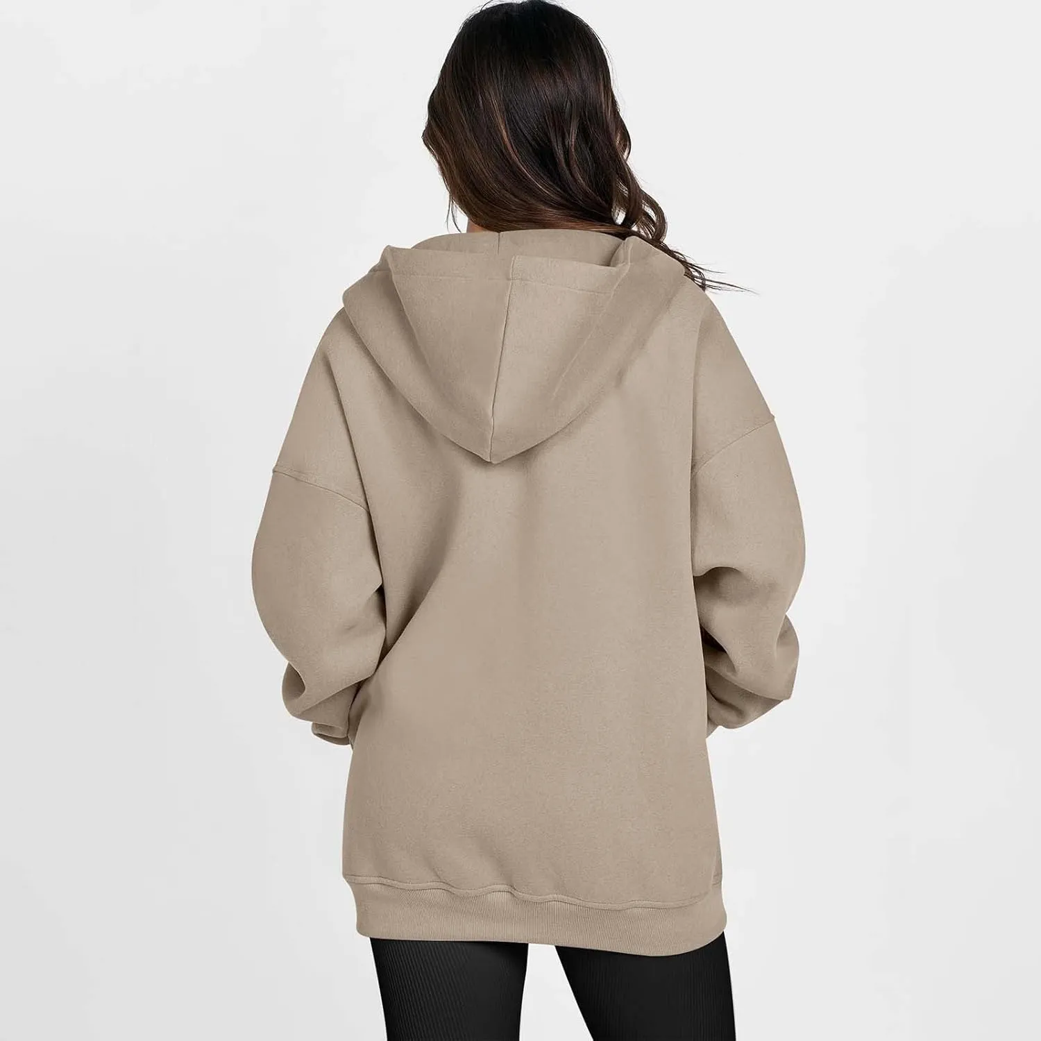Women's Full Zip Up Sweatshirt Oversized Hooded Jacket Trendy Fleece Lined Hoodies Lightweight Gym Coats with Pockets