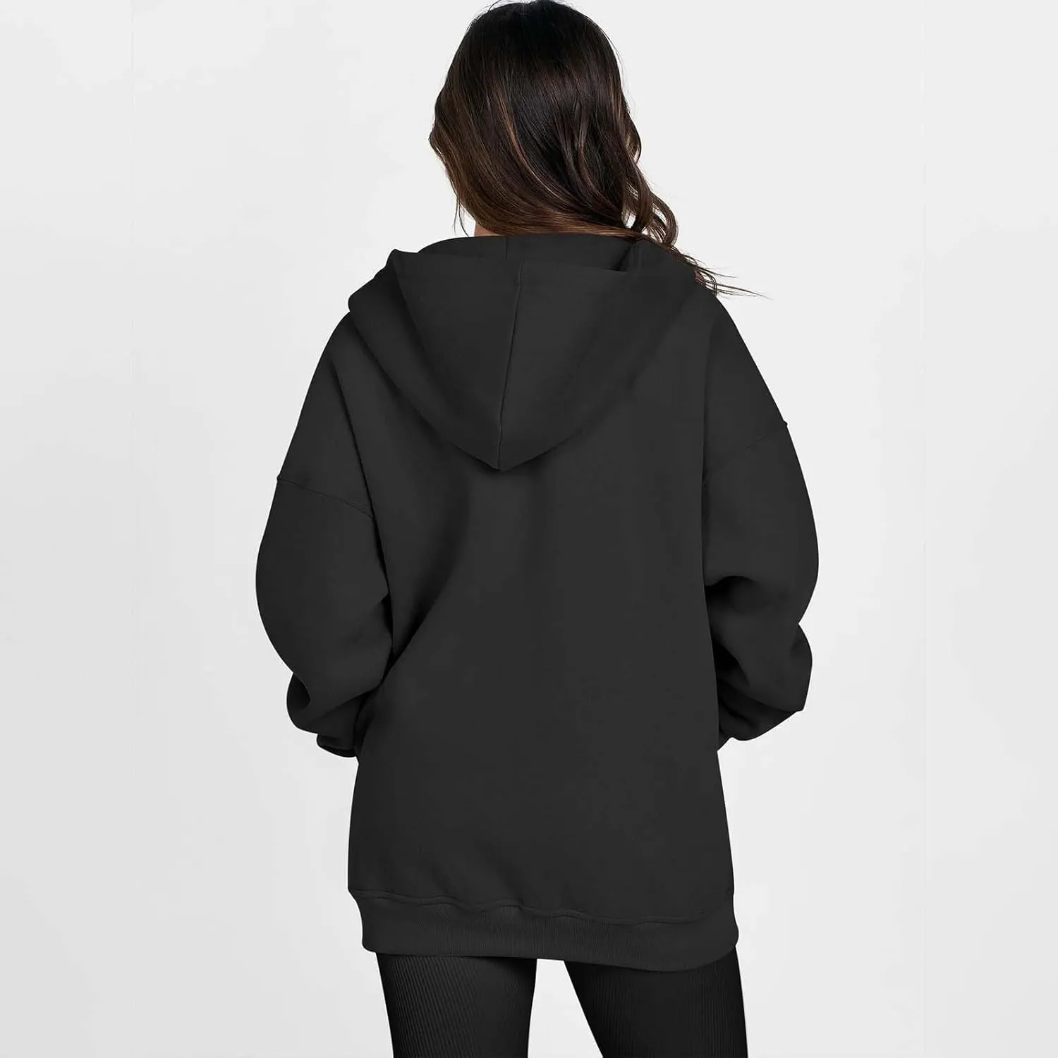 Women's Full Zip Up Sweatshirt Oversized Hooded Jacket Trendy Fleece Lined Hoodies Lightweight Gym Coats with Pockets