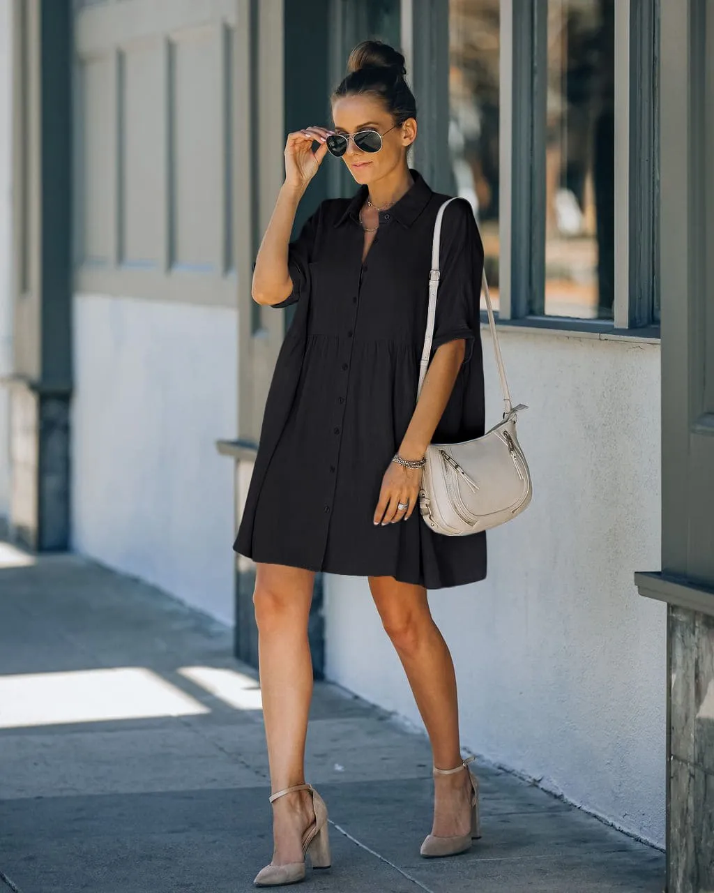 Women's Navy Button-Down Beach Cover-Up