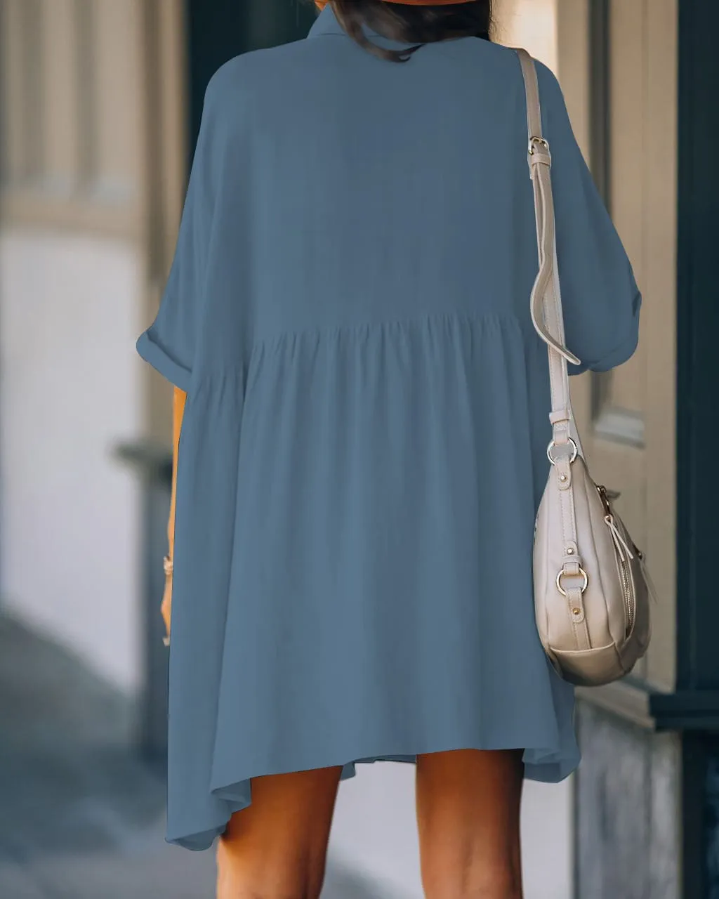 Women's Navy Button-Down Beach Cover-Up