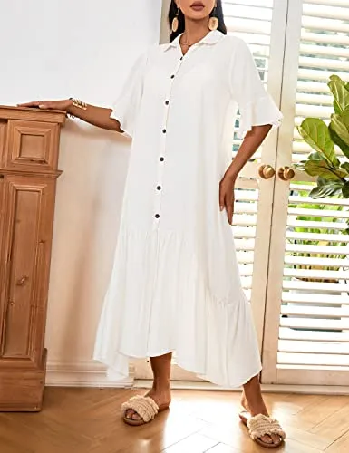 Women's Short Sleeve Flowy Kimono Swimsuit Cover Up