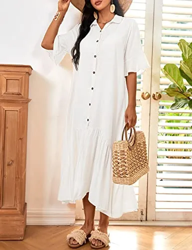 Women's Short Sleeve Flowy Kimono Swimsuit Cover Up