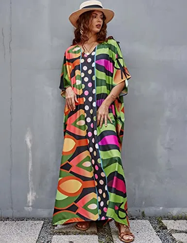 Women's V-Neck Caftan: Loose Beach Cover-Up Dress