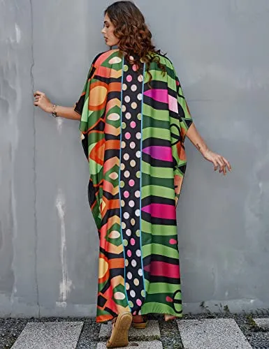 Women's V-Neck Caftan: Loose Beach Cover-Up Dress