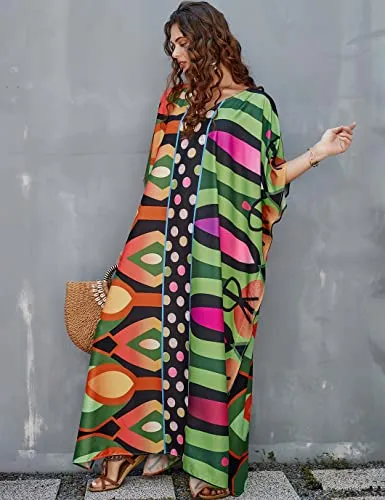 Women's V-Neck Caftan: Loose Beach Cover-Up Dress