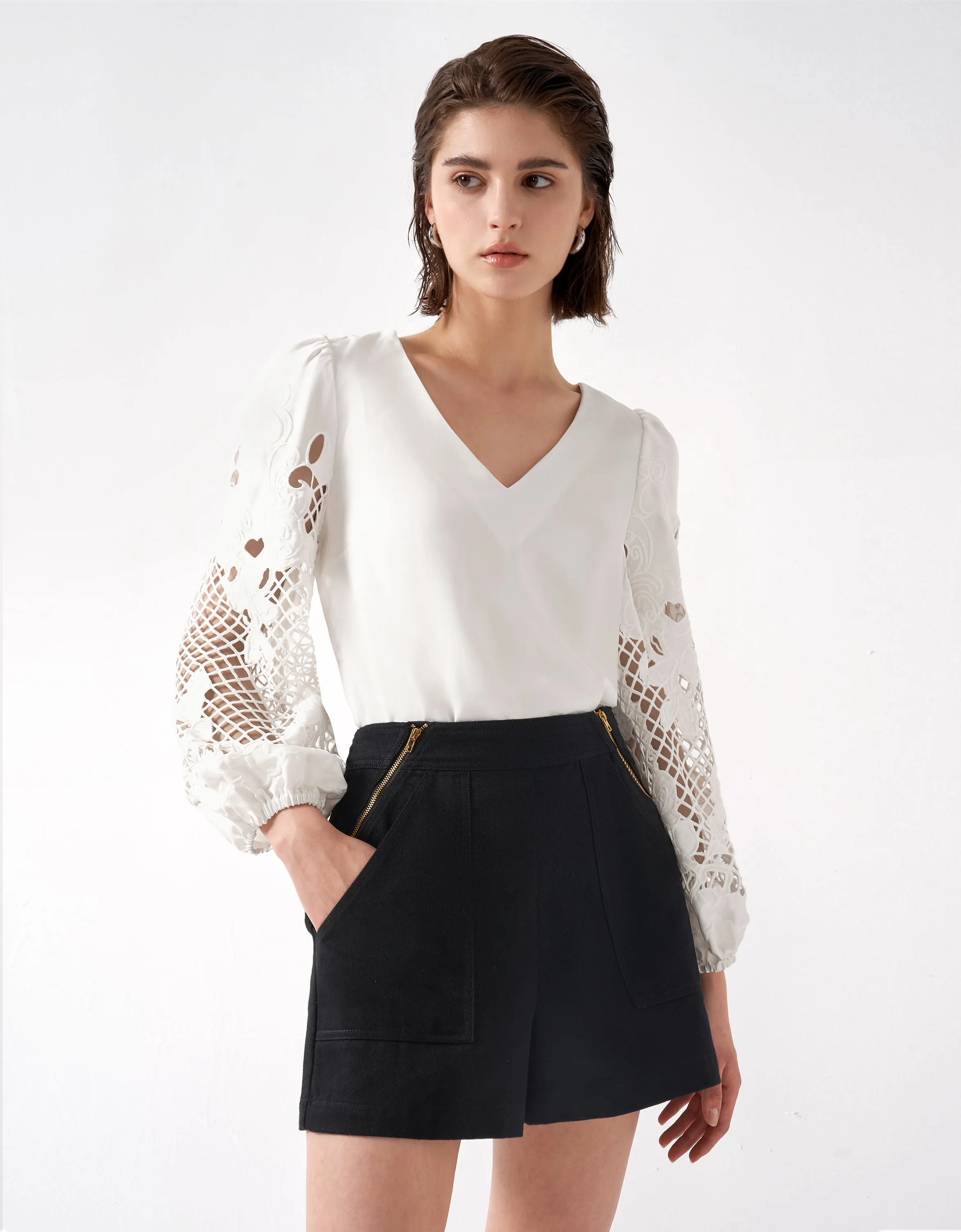 Zip Detail Shorts