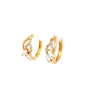 Zirconia Stones Huggies Earrings Rose gold filled English lock