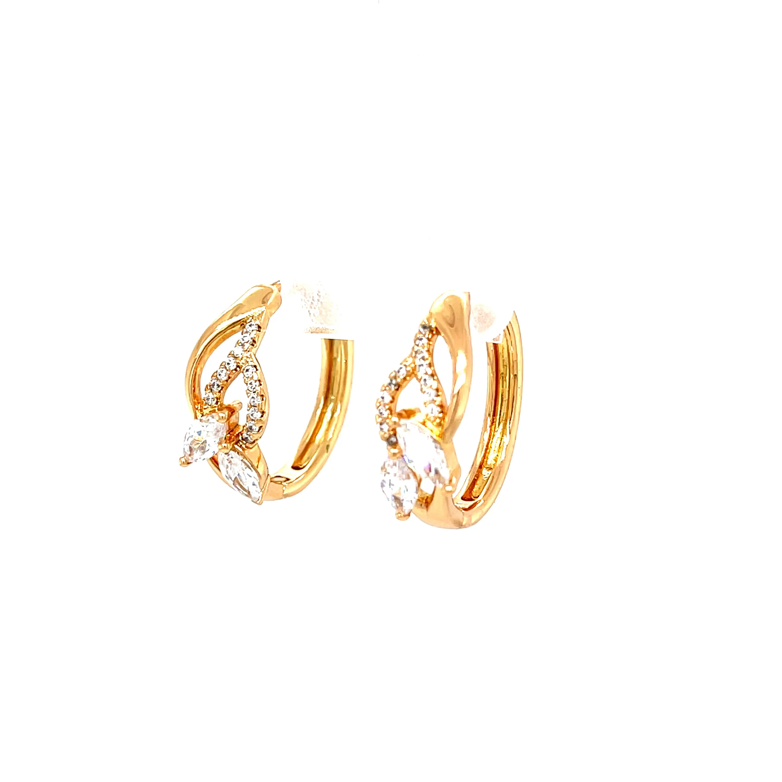 Zirconia Stones Huggies Earrings Rose gold filled English lock